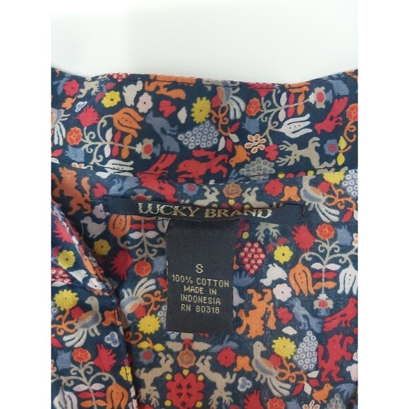 Lucky Brand Wild Life Print Long Sleeve V Neck Shirt Size Small - Picture 10 of 13